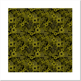 Yellow and Black Spiral Pattern Posters and Art